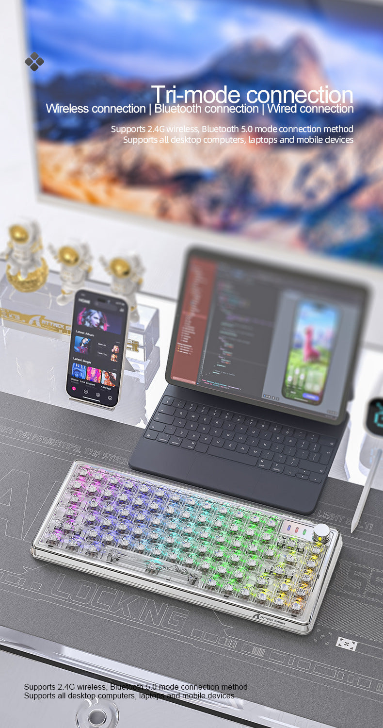 Wireless Mechanical Bluetooth Transparent Keyboard